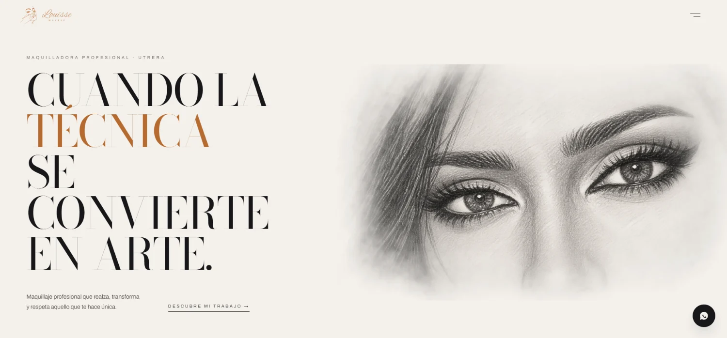 Web de Louisse Makeup, maquilladora profesional, diseñada por EMCWEB